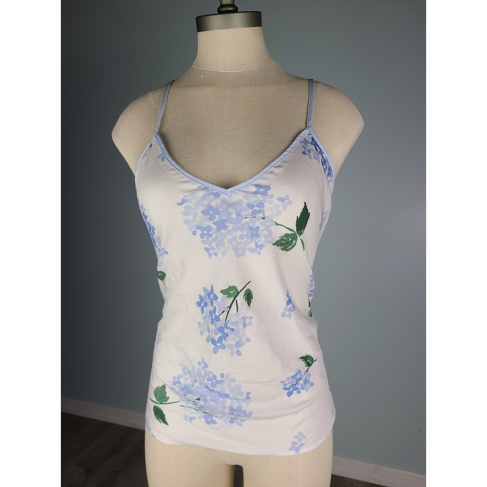Y2K Kate Spade Sz S Cami Top Floral Hydrangea Blue V Neck Preppy Coquette